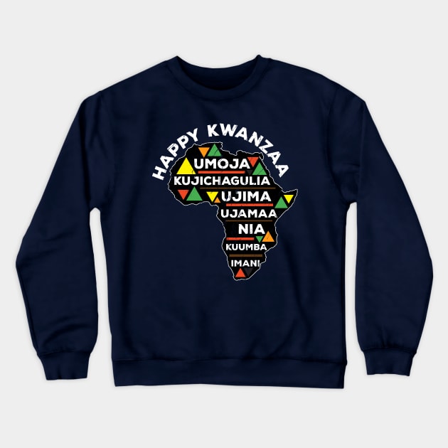 Happy Kwanzaa Africa Heritage Map Celebrate Crewneck Sweatshirt by BraaiNinja